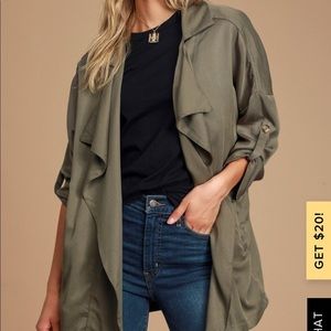 Lulus Lucky Break Olive Oversized Jacket